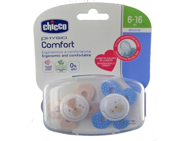 Chupete Physio Comfort silicona niño 6-16 m (2 unid) de Chicco